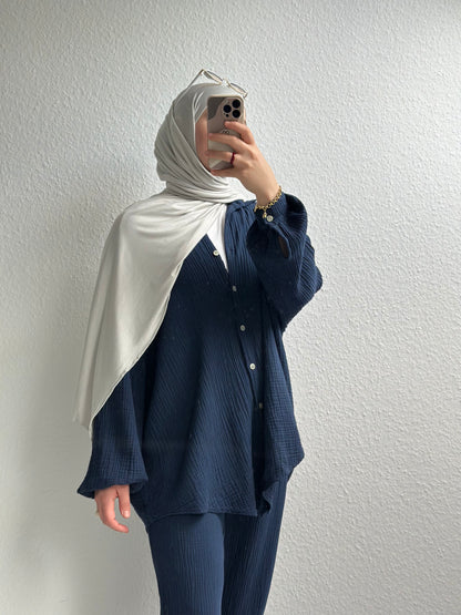 Basic Musselin Zweiteiler - Dunkelblau