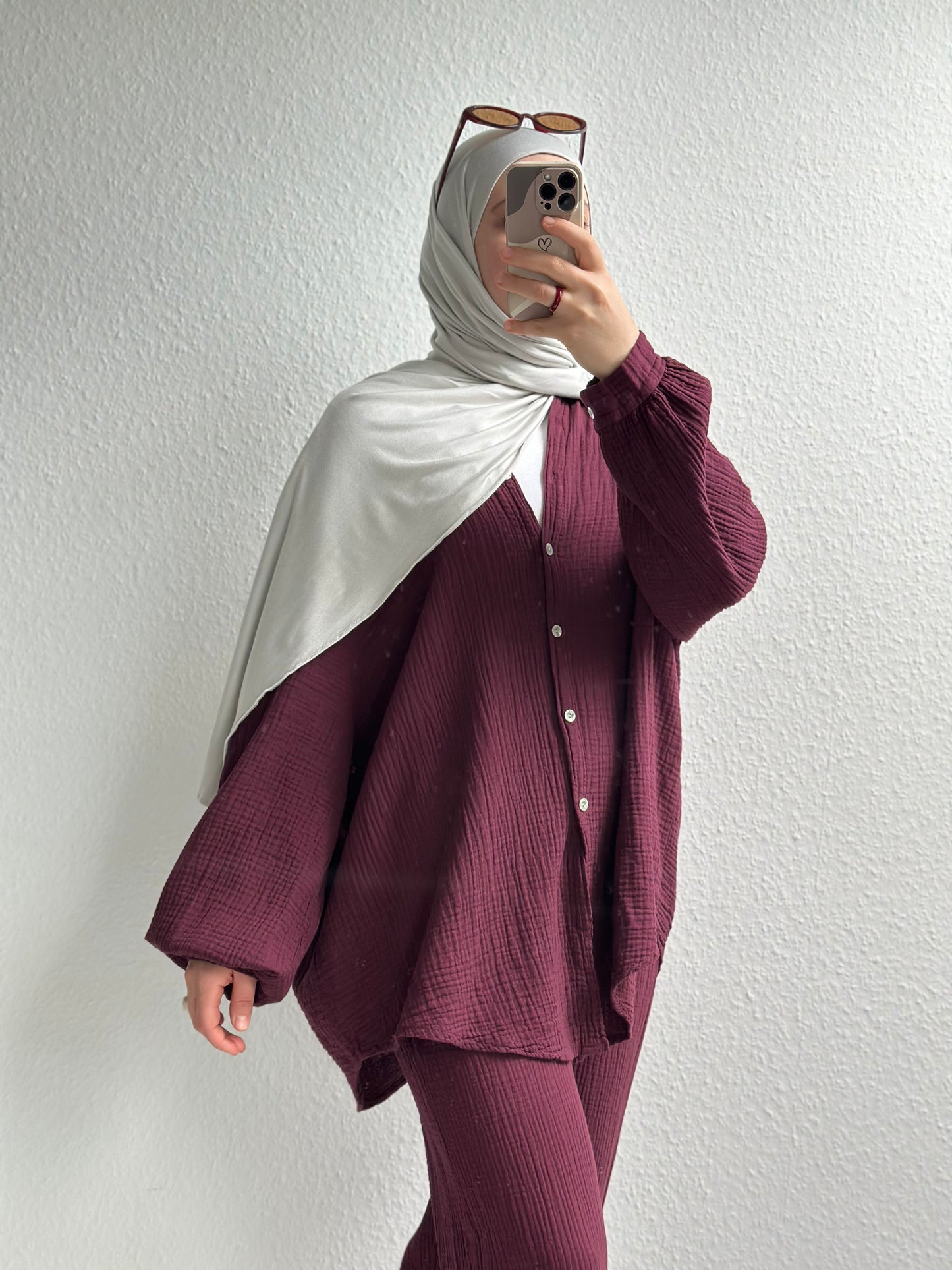 Basic Musselin Zweiteiler - Bordeuxrot