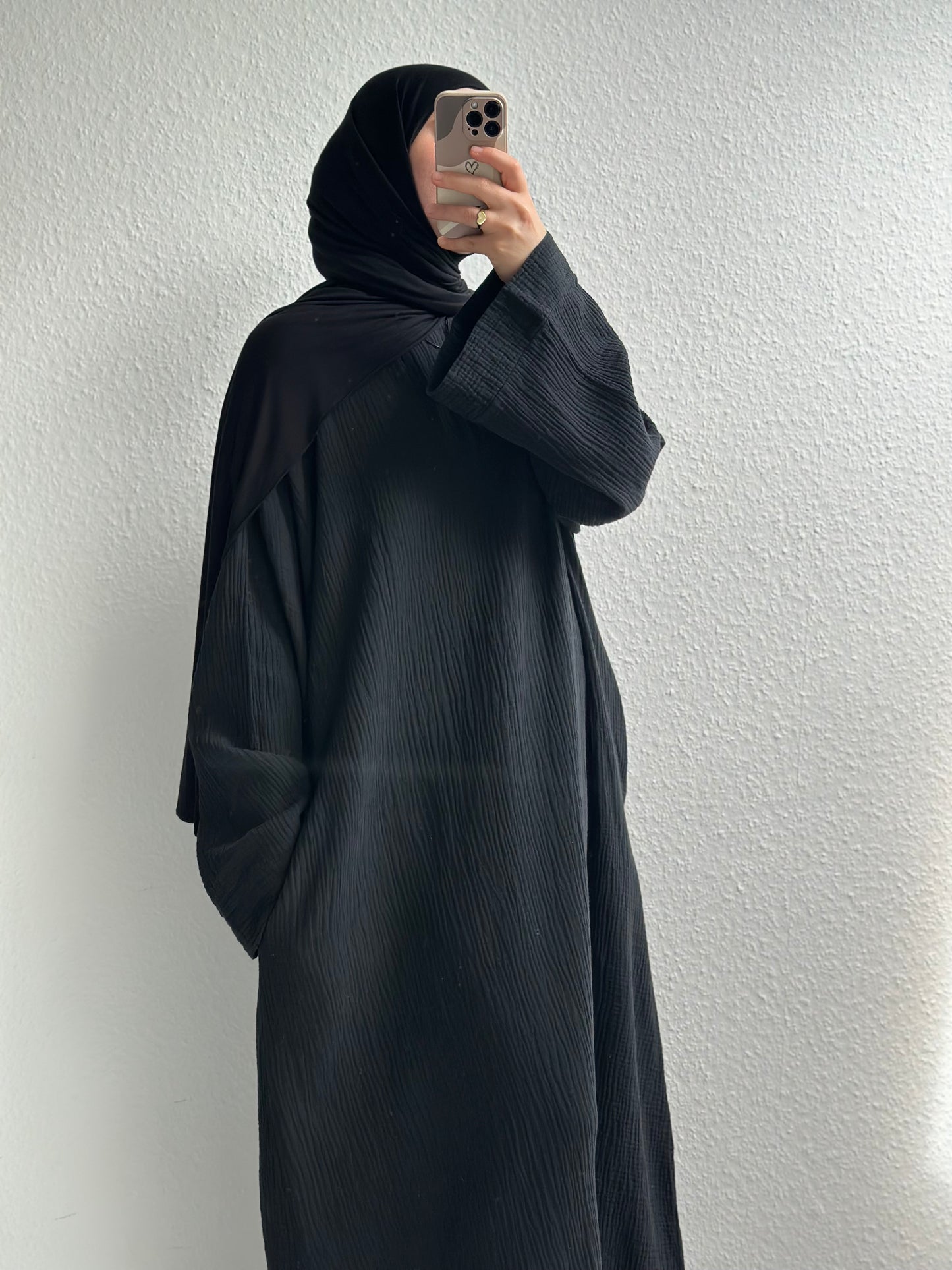 Musselin Nayra Abaya - Schwarz