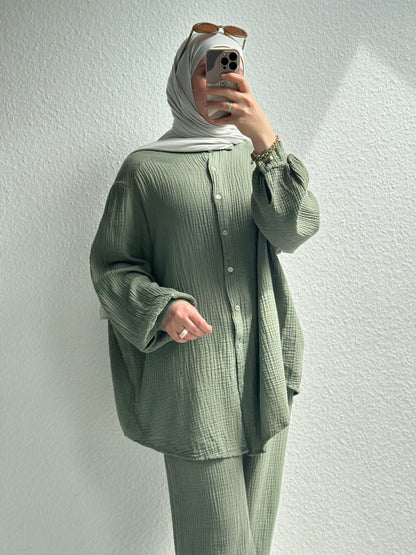 Basic Musselin Zweiteiler - Grün