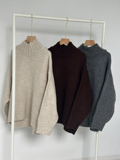Cozy dicker Strickpullover - Dunkelgrau