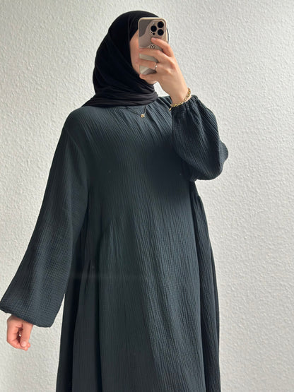 Musselin Alora Abaya - Schwarz