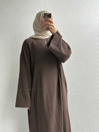 Musselin Nayra Abaya - Braun