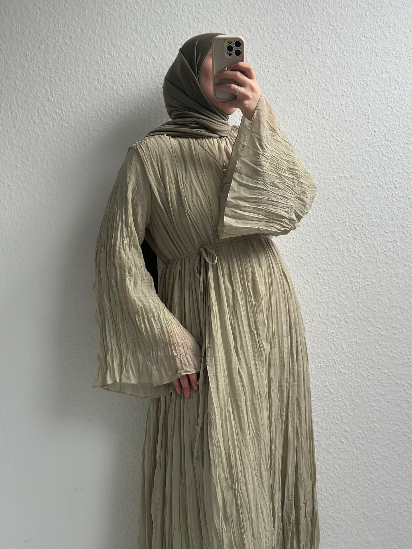 Crinkle Chiffon Kleid - Grün