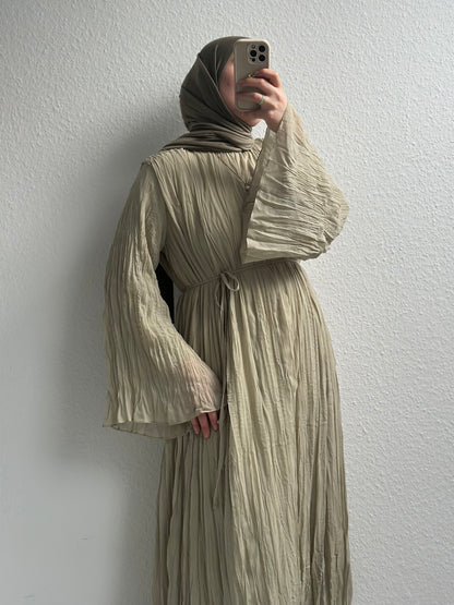 Crinkle Chiffon Kleid - Grün