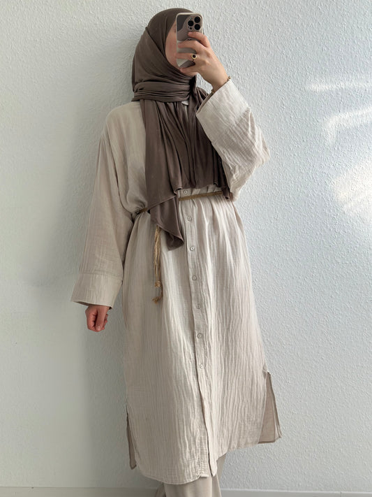Soft Langes Hemd - Beige