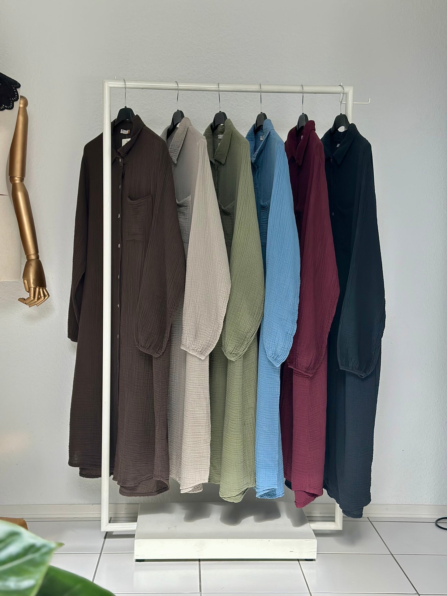 Basic Langes Musselin Hemd  - STD(36-42)