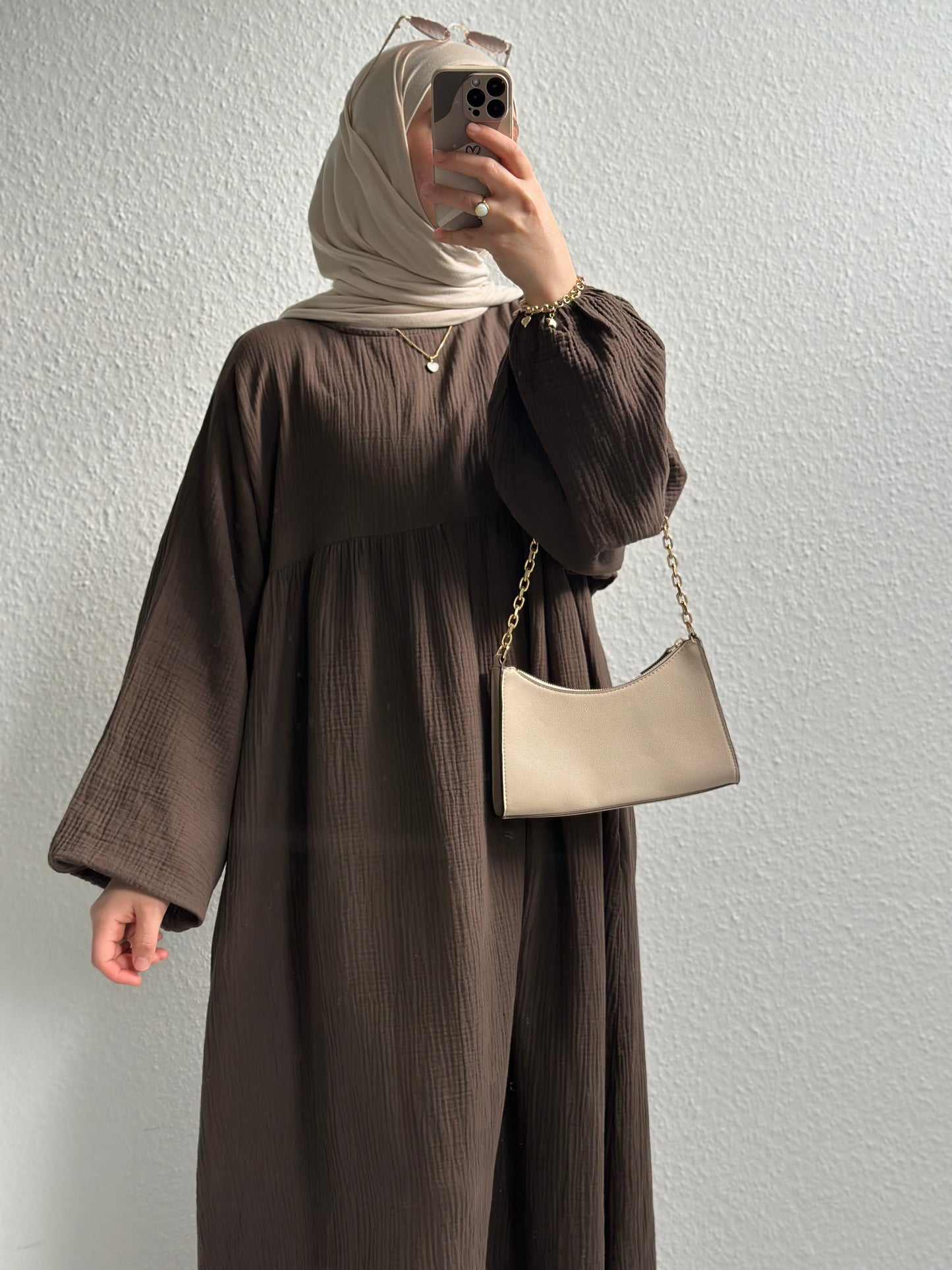 Musselin Belle Abaya - Braun