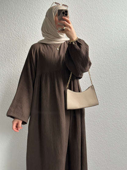Musselin Belle Abaya - Braun