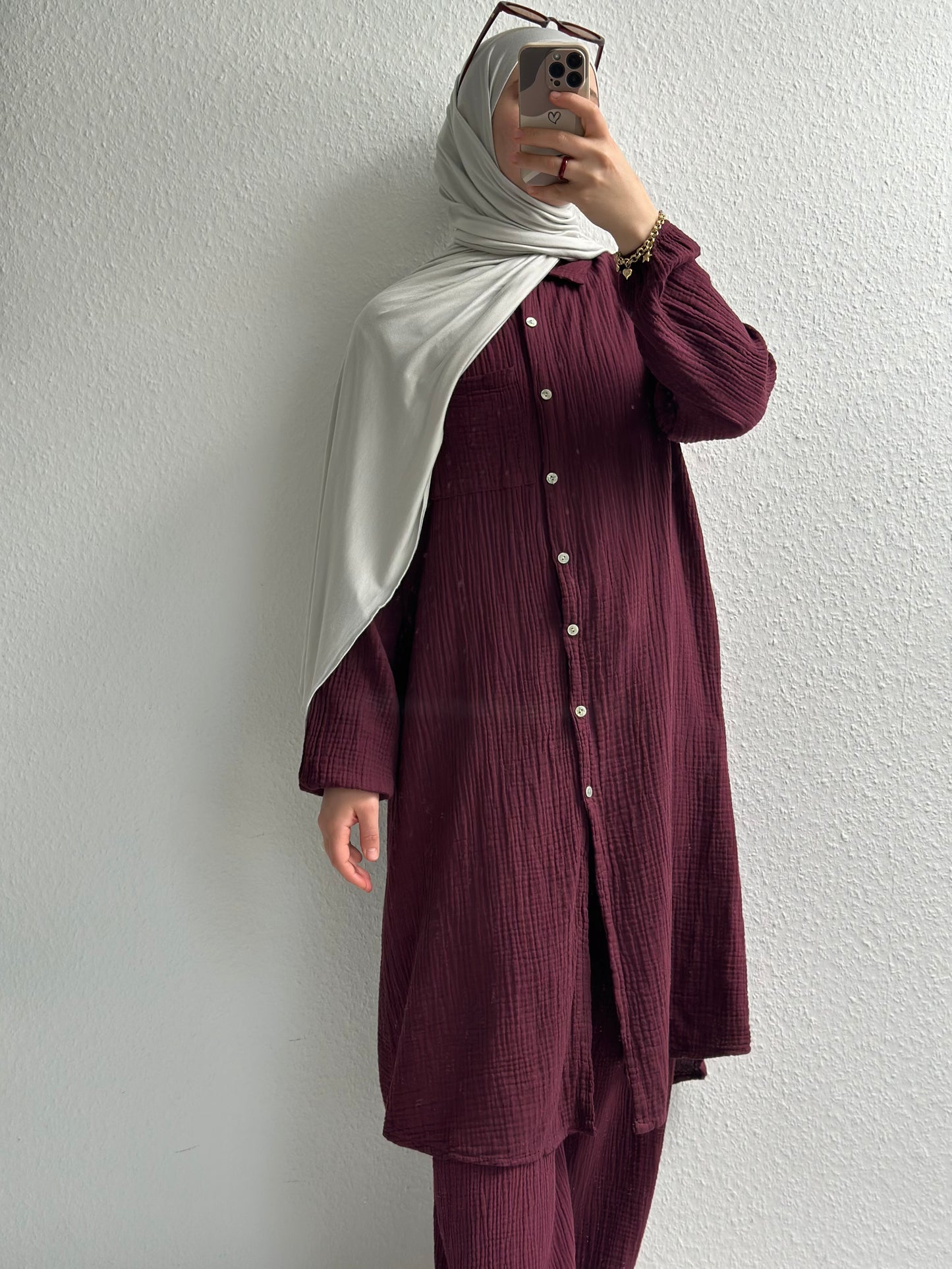 Basic Langes Musselin Hemd  - STD(36-42)