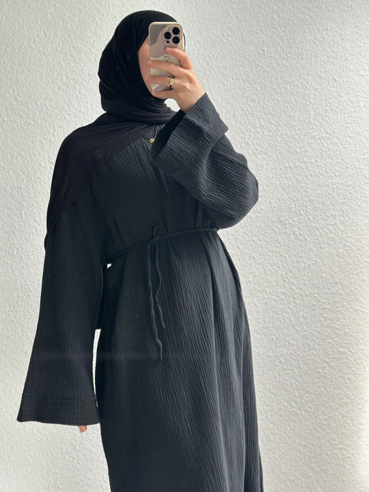 Musselin Nayra Abaya - Schwarz