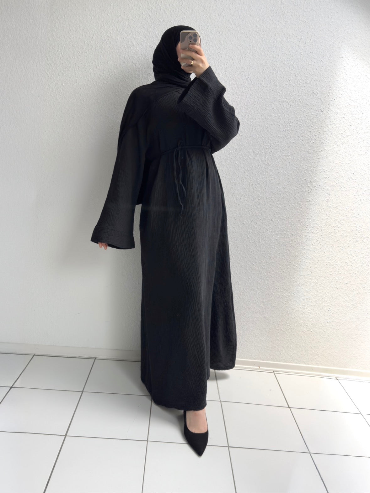 Musselin Nayra Abaya - Schwarz