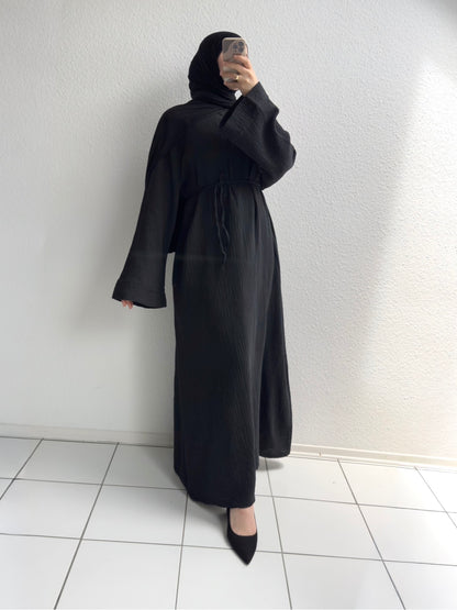 Musselin Nayra Abaya - Schwarz
