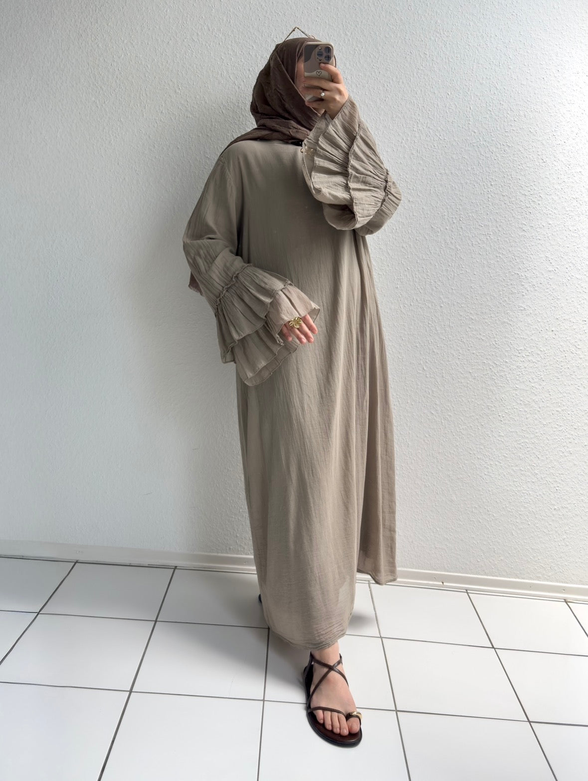 Cotton Rosalie Kleid - Taupe