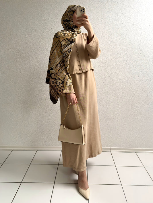 Weste Kleid mit Jacke - Beige