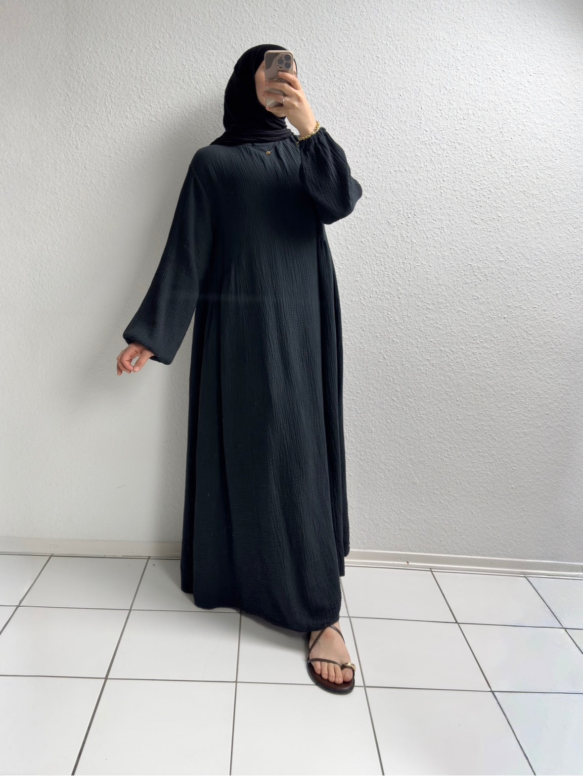 Musselin Alora Abaya - Schwarz