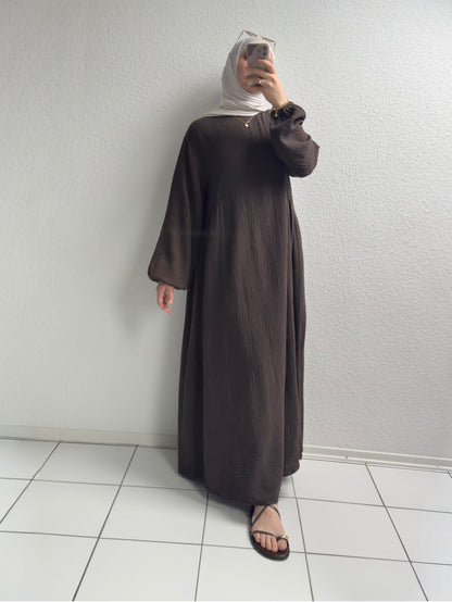 Musselin Alora Abaya - Braun