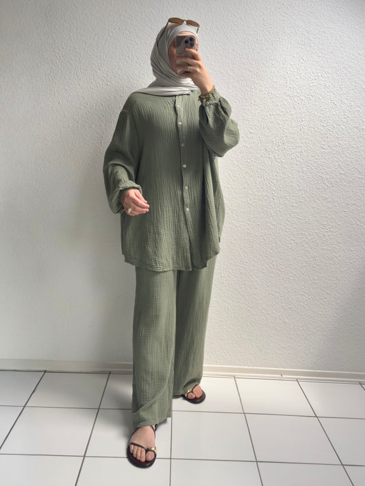 Basic Musselin Zweiteiler - Grün