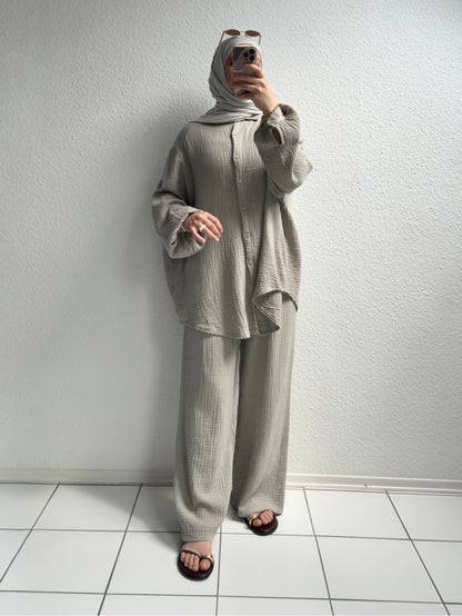 Basic Musselin Zweiteiler - Beige