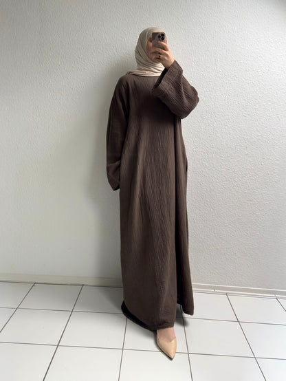 Musselin Nayra Abaya - Braun