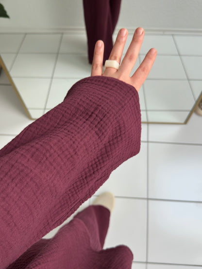 Basic Musselin Zweiteiler - Bordeuxrot