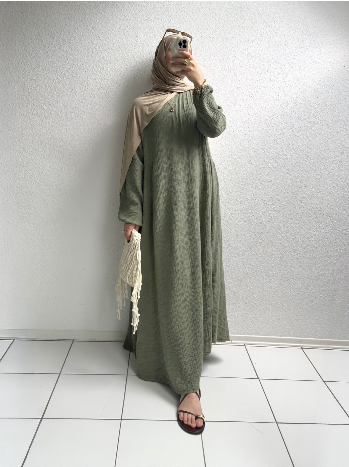Musselin Alora Abaya - Grün