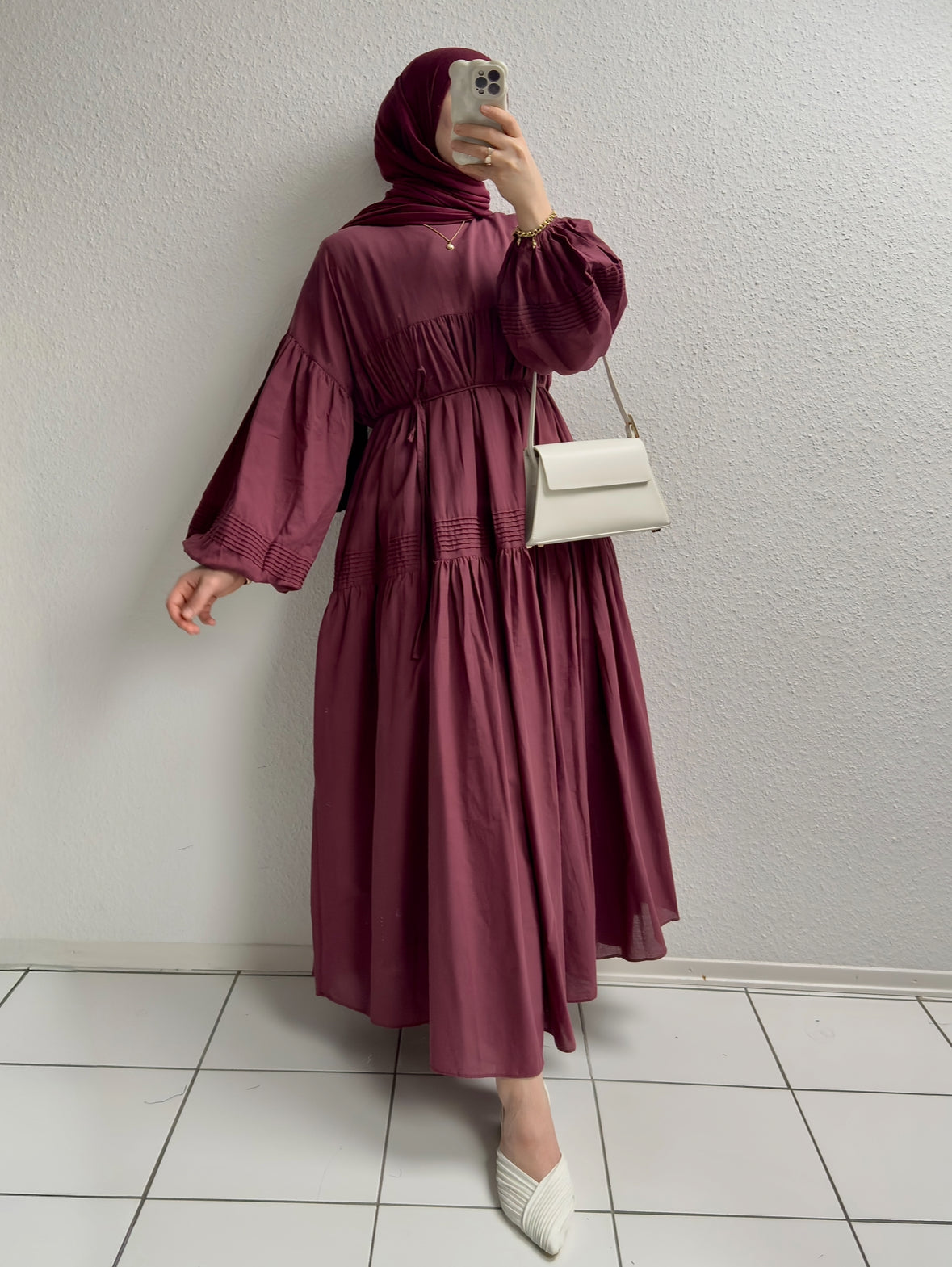 Daisy Cotton Kleid - Bordeaux
