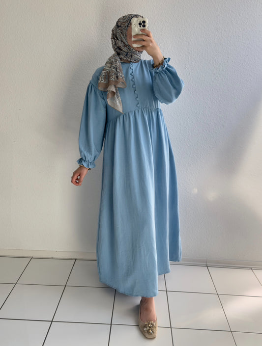 Lovely Pamuklu Elbise-Mavi(Lovely Pamuklu Kleid-Blau)