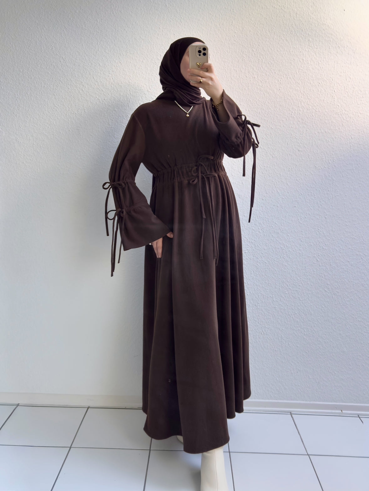 Veloura Kleid - Dunkelbraun