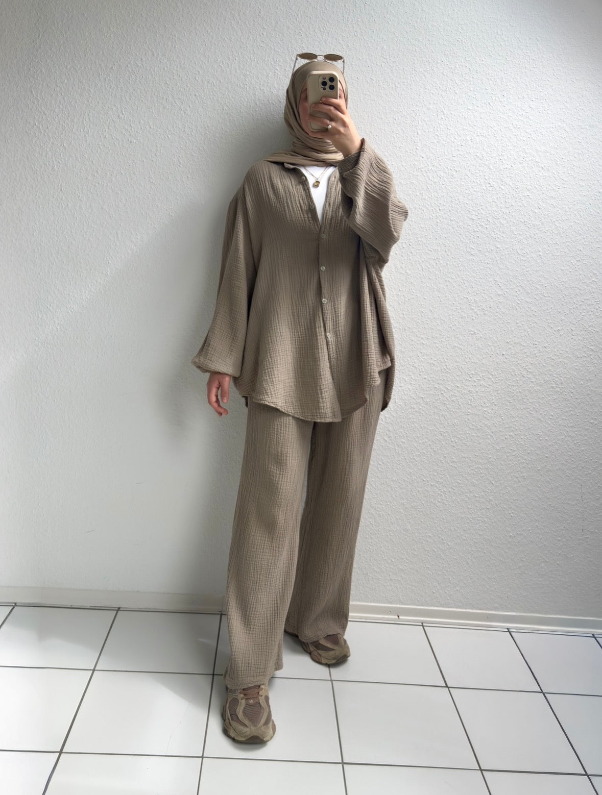 Basic Musselin Zweiteiler - Camel