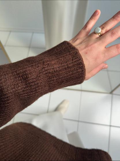 Cozy dicker Strickpullover - Braun