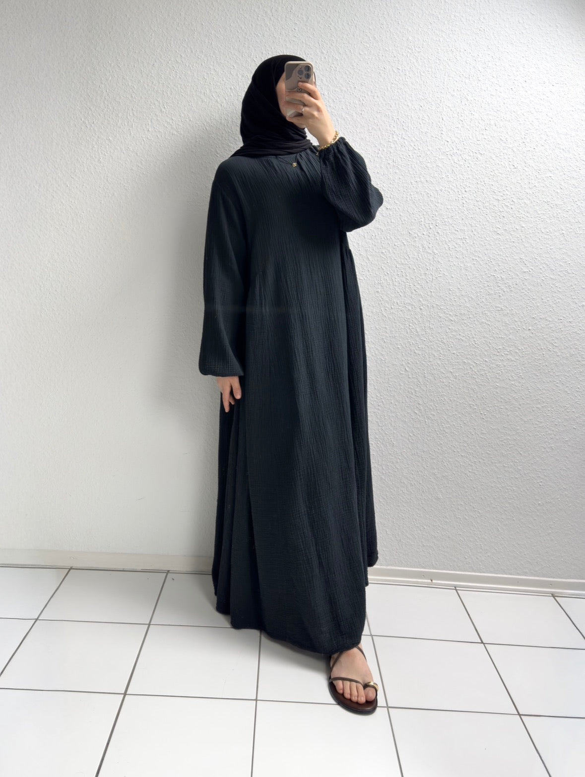 Musselin Alora Abaya - Schwarz