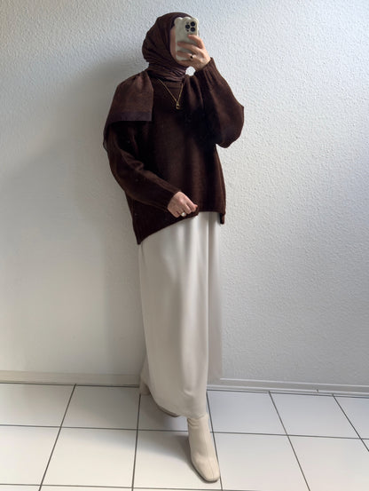Cozy dicker Strickpullover - Braun