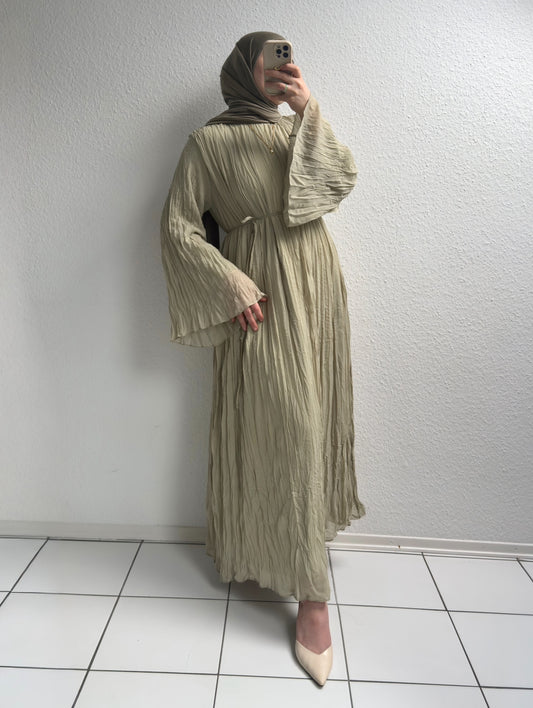 Crinkle Chiffon Kleid - Grün