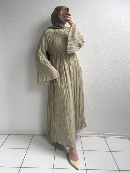 Crinkle Chiffon Kleid - Grün