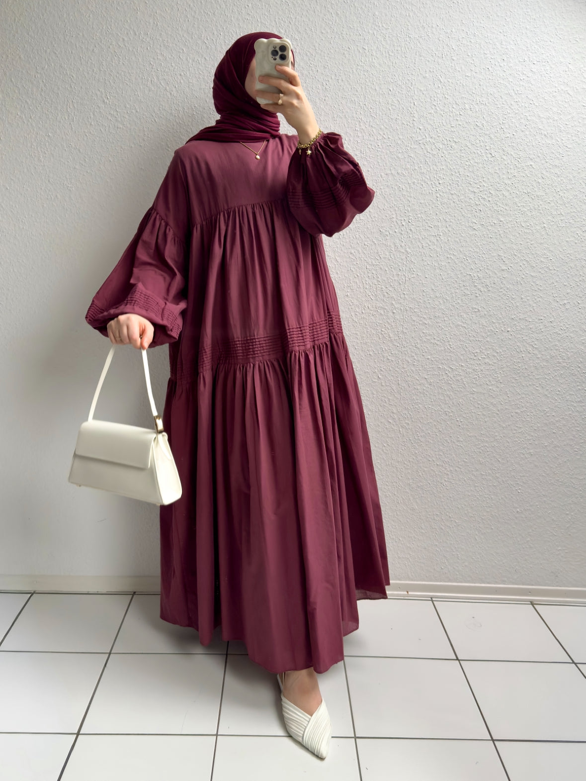 Daisy Cotton Kleid - Bordeaux