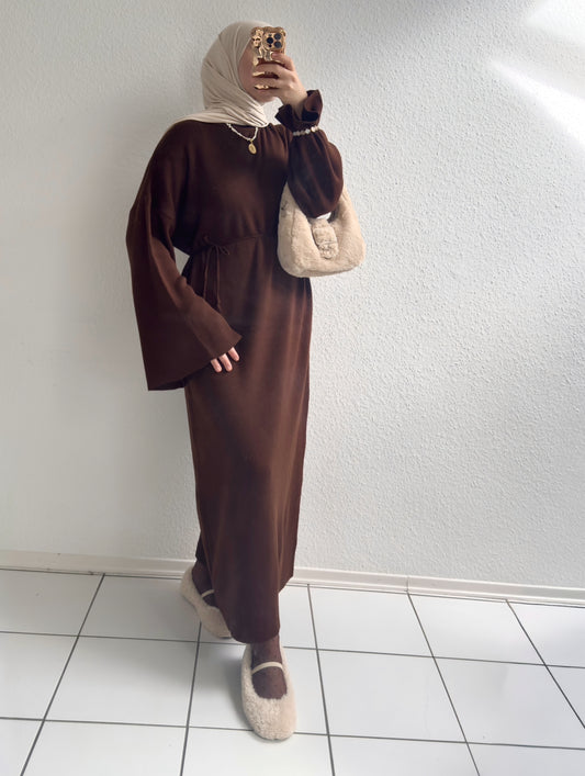 Velora Strick Kleid - Braun
