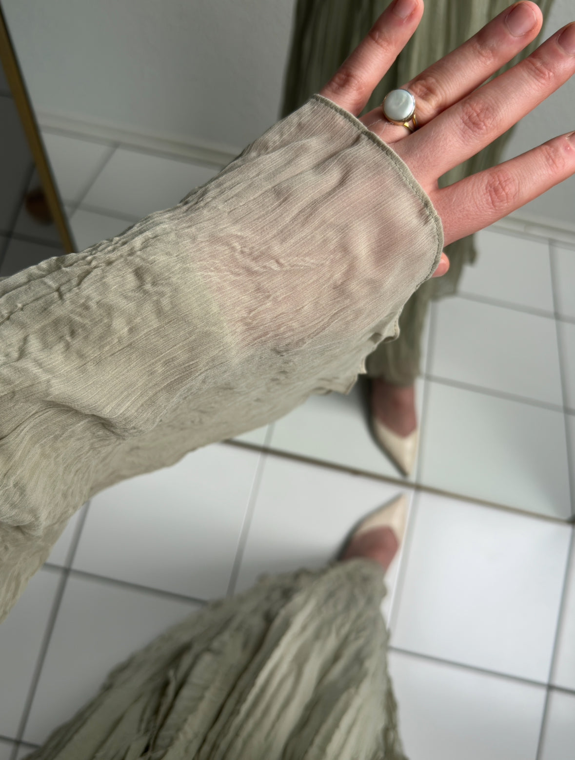 Crinkle Chiffon Kleid - Grün