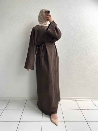Musselin Nayra Abaya - Braun