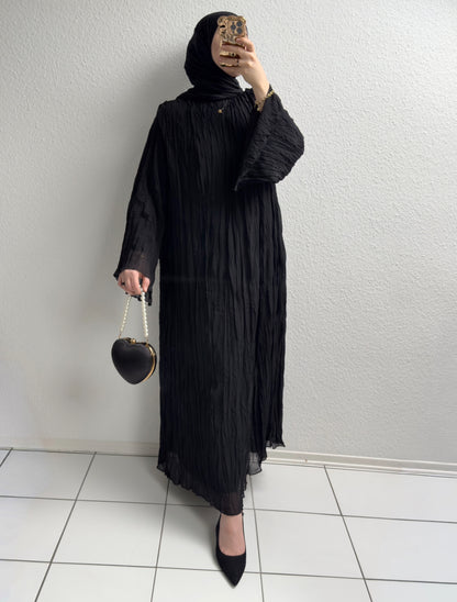 Crinkle Chiffon Kleid - Schwarz