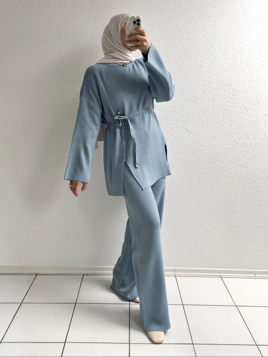 Soft Lines Strick Zweiteiler - Babyblau