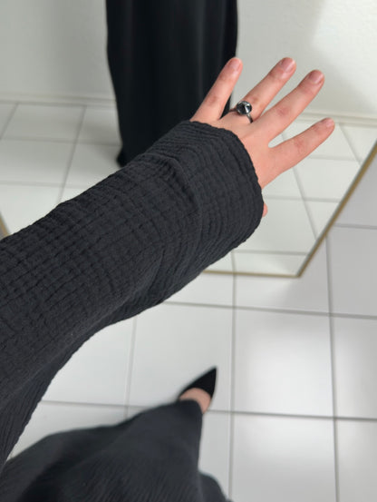 Musselin Nayra Abaya - Schwarz