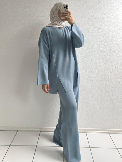 Soft Lines Strick Zweiteiler - Babyblau