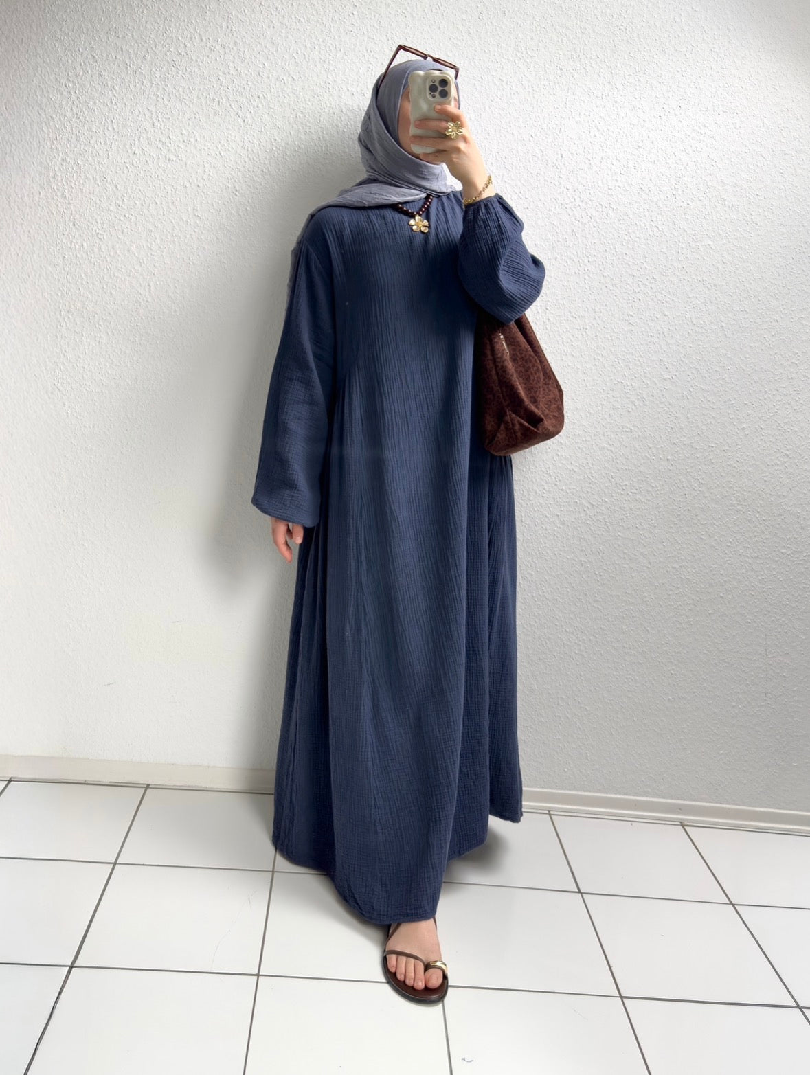Musselin Alora Abaya - Dunkelbraun