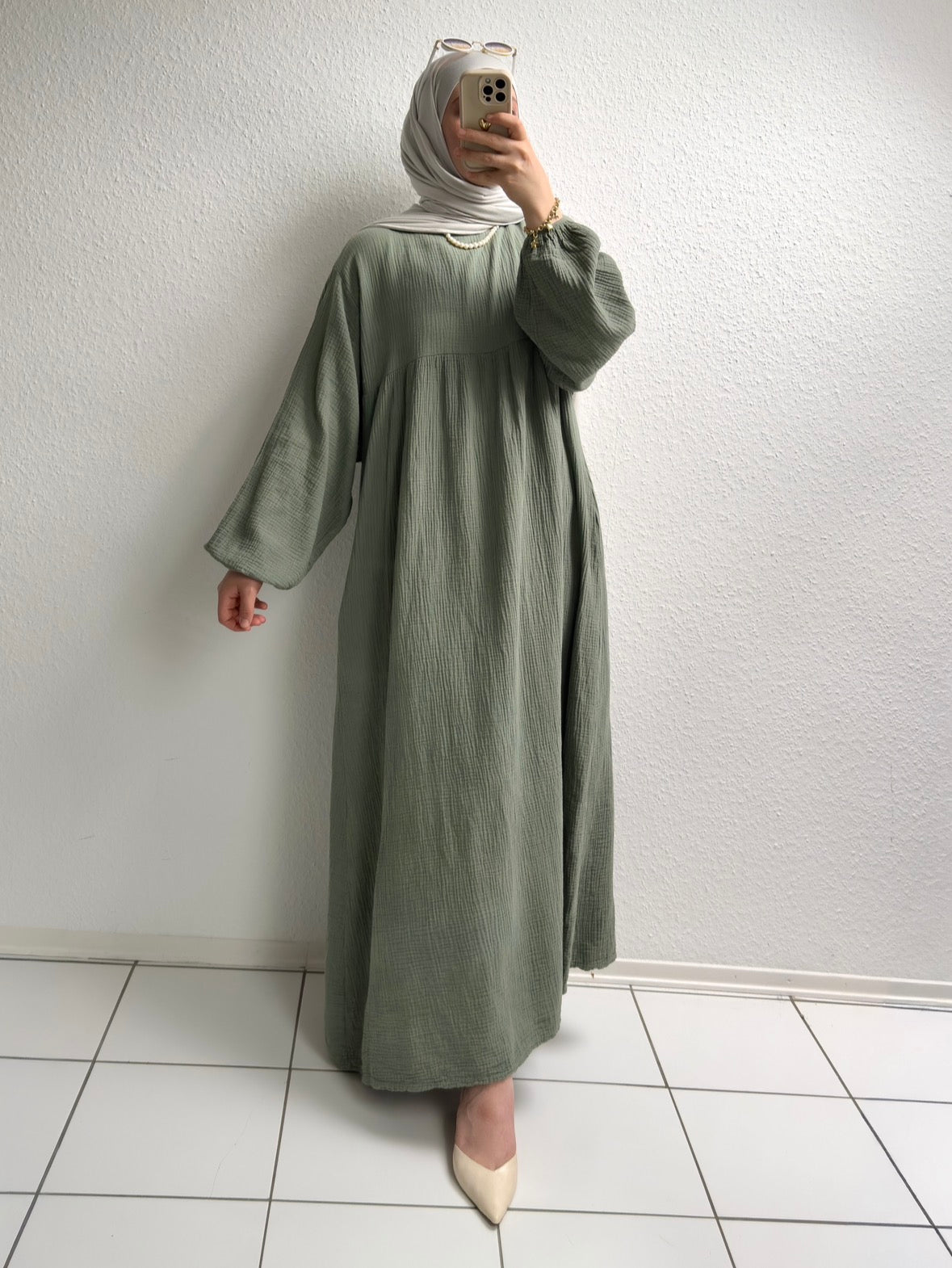 Musselin Belle Abaya - Grün