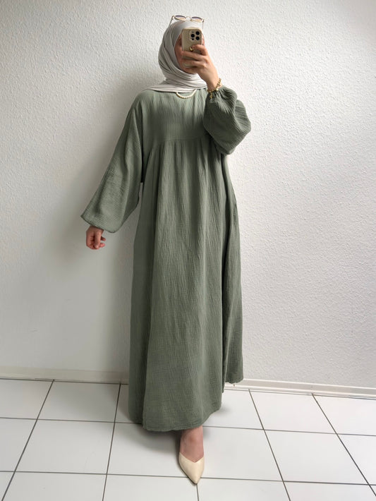 Musselin Belle Abaya - Grün