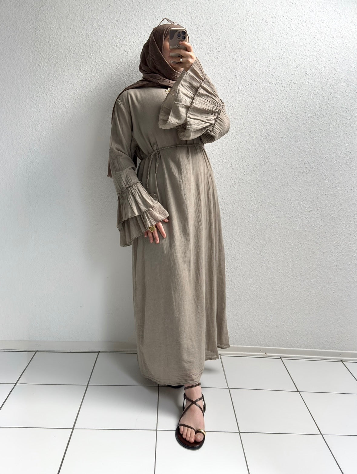 Cotton Rosalie Kleid - Taupe