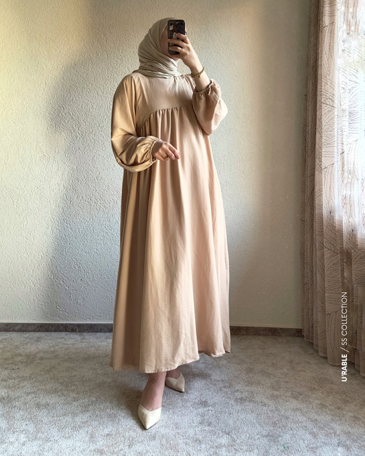 Pamuklu Abaya-Bej(Baumwolle Abaya-Beige)