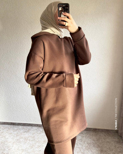 Kapüşonlu Salaş Takım-Kahve(Hoodie Zweiteiler-Braun)