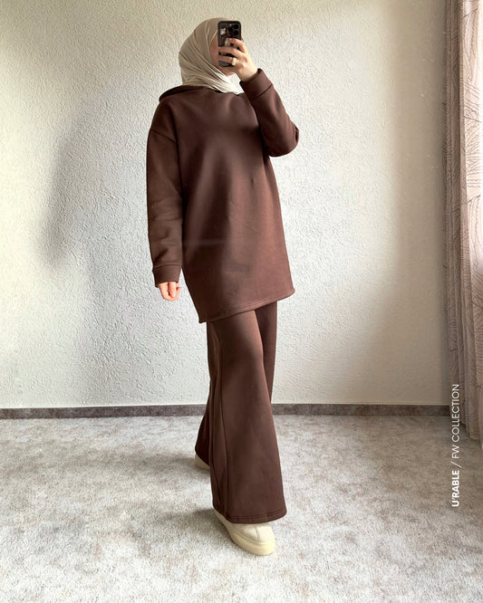 Kapüşonlu Salaş Takım-Kahve(Hoodie Zweiteiler-Braun)